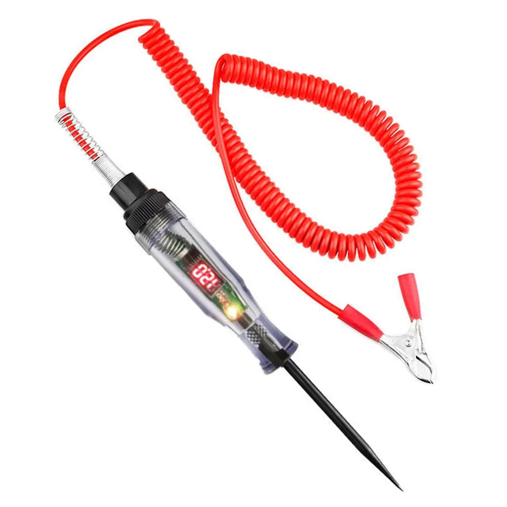 6V 12V 24V DC Car Truck Voltage Circuit Tester Car Volt Meter Long Probe Pen Light Bulb Automobile Maintenance Repair Tools Oasis Select Red
