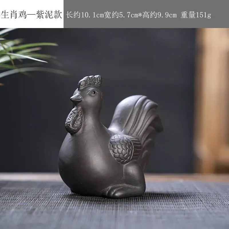 Zisha Twelve Zodiac Creative Tea Pet Ornaments Nurturable Tea Play Tea Accessories Cute Zodiac Small Ornaments Oasis Select Clay x Chicken