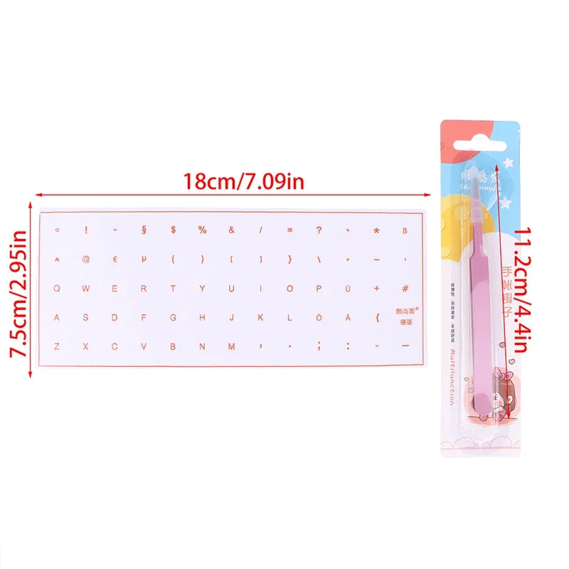 German Tear-Off Film Keyboard Sticker With Tweezers Desktop Laptop Key Sticker Single Film Universal Transparent Sticker Oasis Select