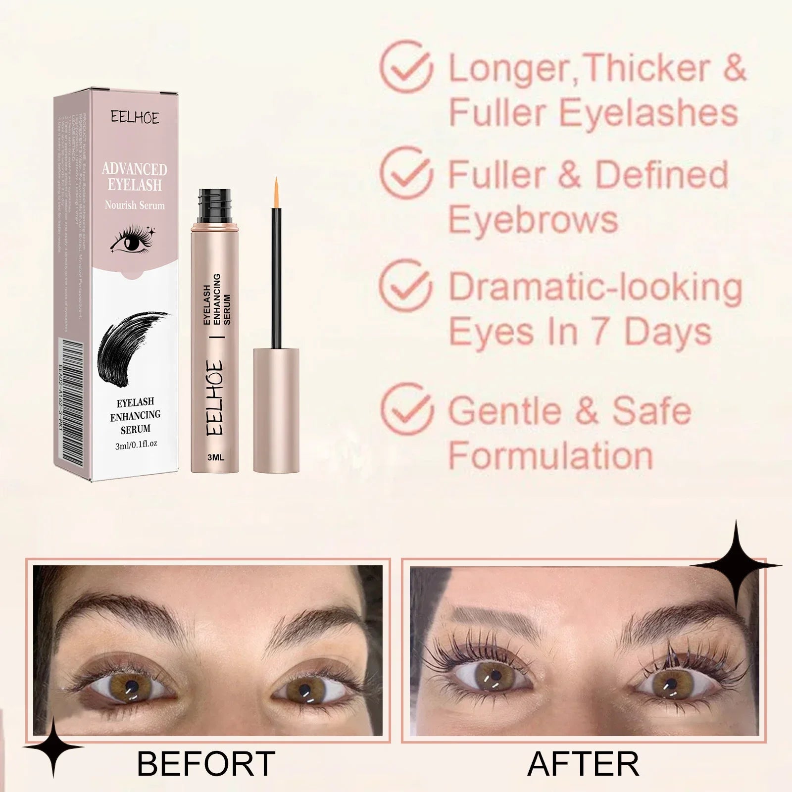 Eyelash Enhancer Serum Lifting Eyelashes Mascara Fuller Thicker Natural Lashes Longer Lengthening Nourishing Eyebrow Essence Oasis Select