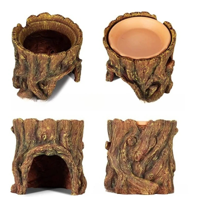 Garden Tree Stump Ornaments Home Garden Pet Lizard Nest Design and Decoration Ornaments Garden Resin Handicrafts Oasis Select