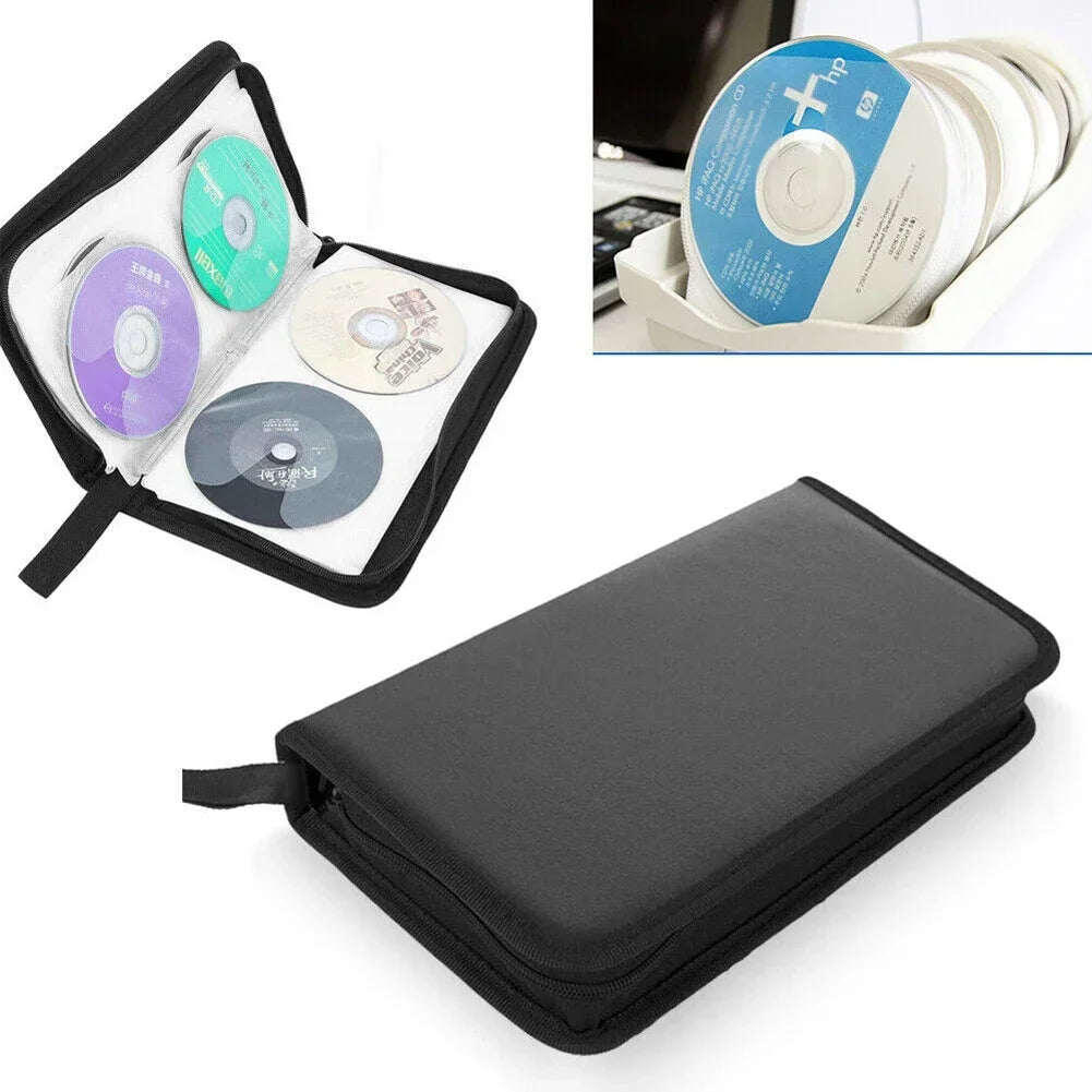 Portable Zipper DVD CD Holder 80pcs Capacity Storage Pouch Bag Double-side CD DVD Storage Sleeve Case Wallet Album Carrying Case Oasis Select