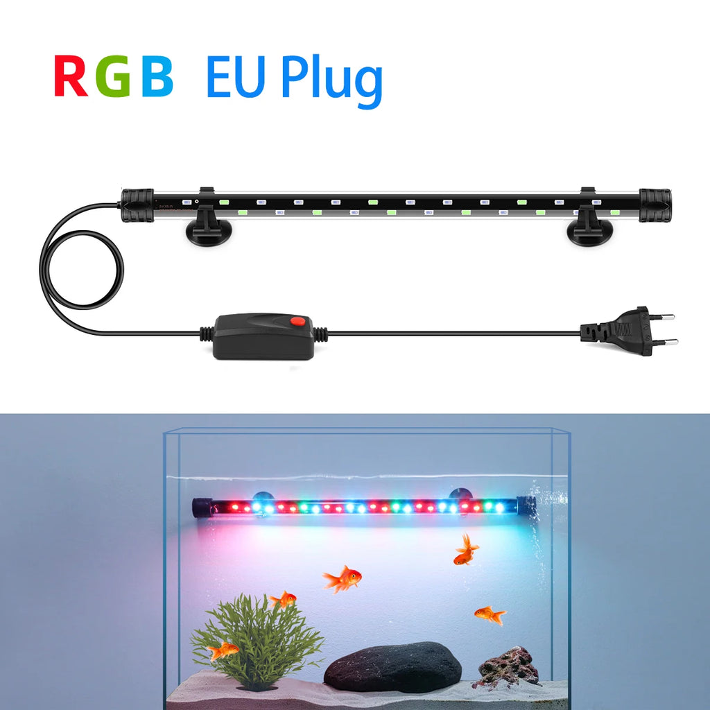 Waterproof Aquarium Lights Bar Underwater Submersible Lights RGB/Blue White 18-48CM LED Landscaping Decorative Lamp EU/US Plug Oasis Select RGB EU 220V 48CM