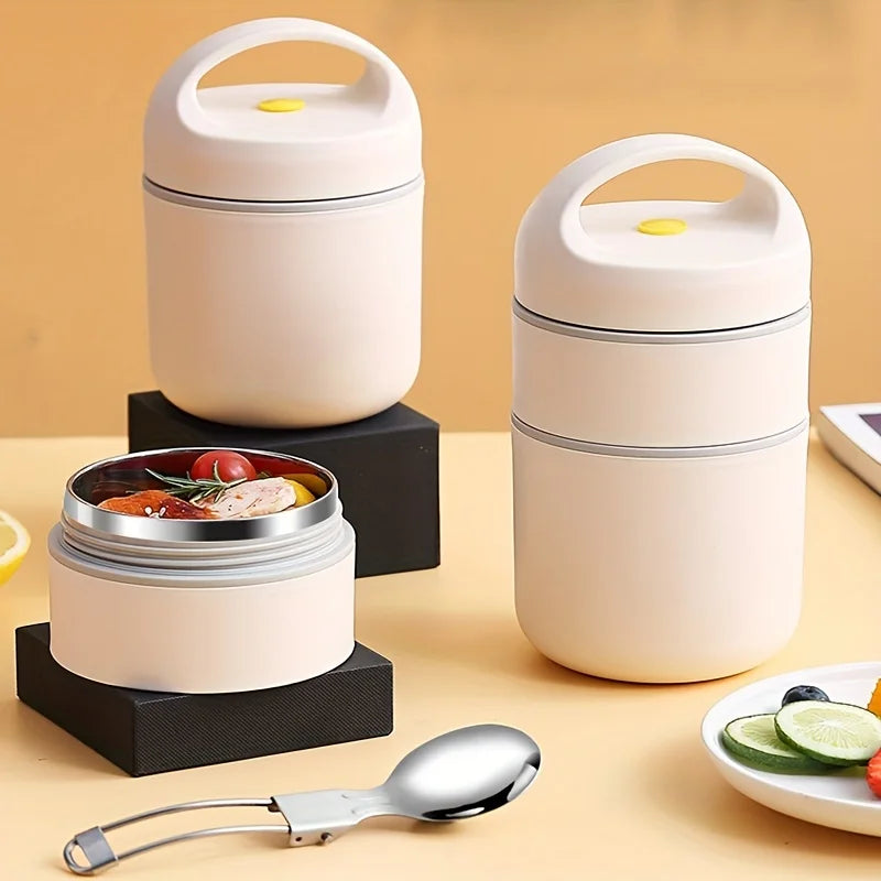 Compact Thermal Lunch Box With Insulated bag and spoon - Stainless Steel Soup Cup with Insulated Design, for Office, School Oasis Select