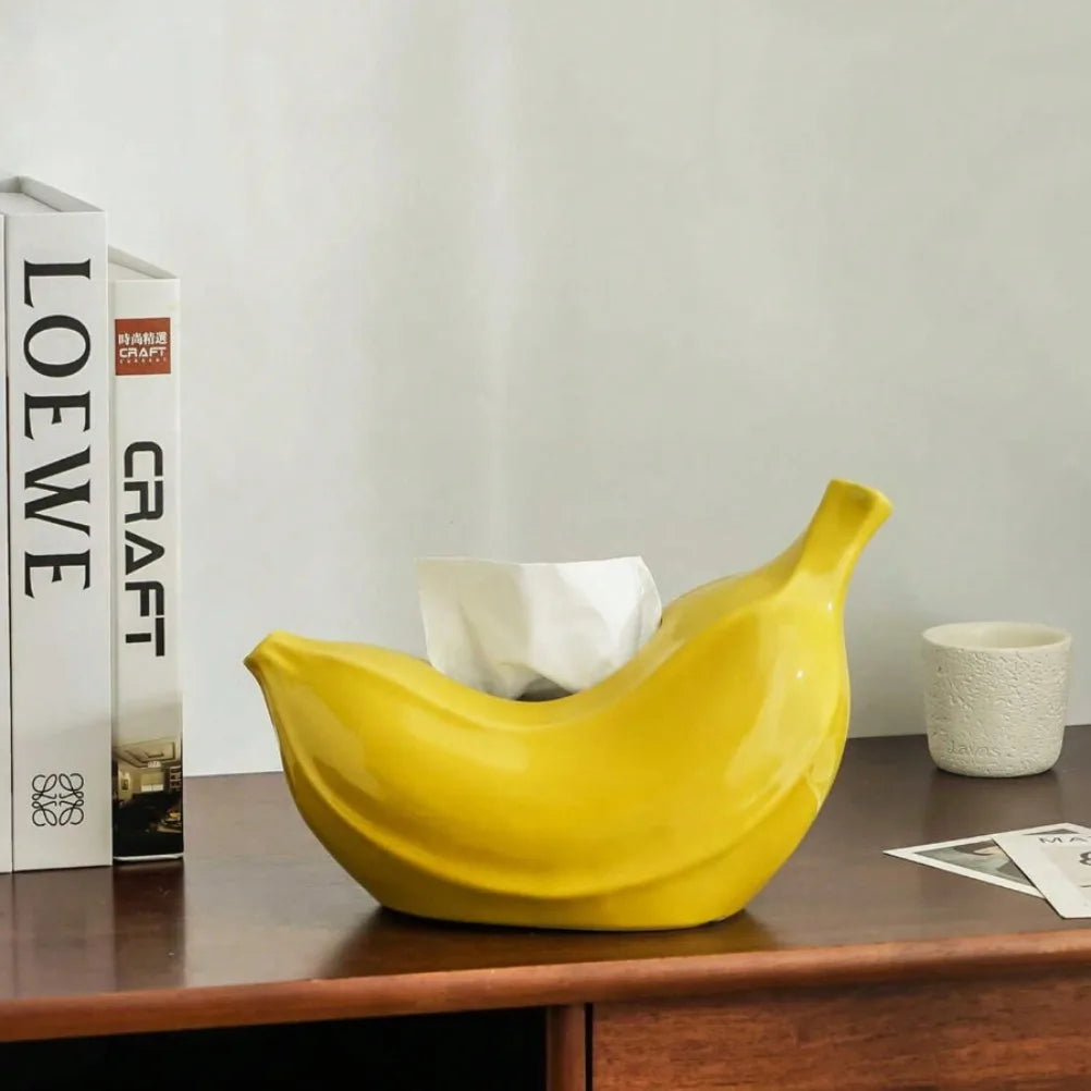 Creative Banana Tissue Box Ceramic Tissue Case Living Room Coffee Table Napkin Holder Dining Table Decoration Bedroom Ornament Oasis Select