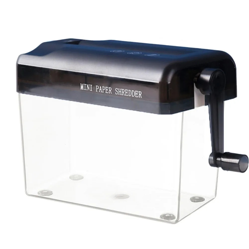 Portable Mini Manual Paper Shredder Transparent Hand Crank Paper Sharper Non-slip Base ABS Document Destroyer Bills Oasis Select Black