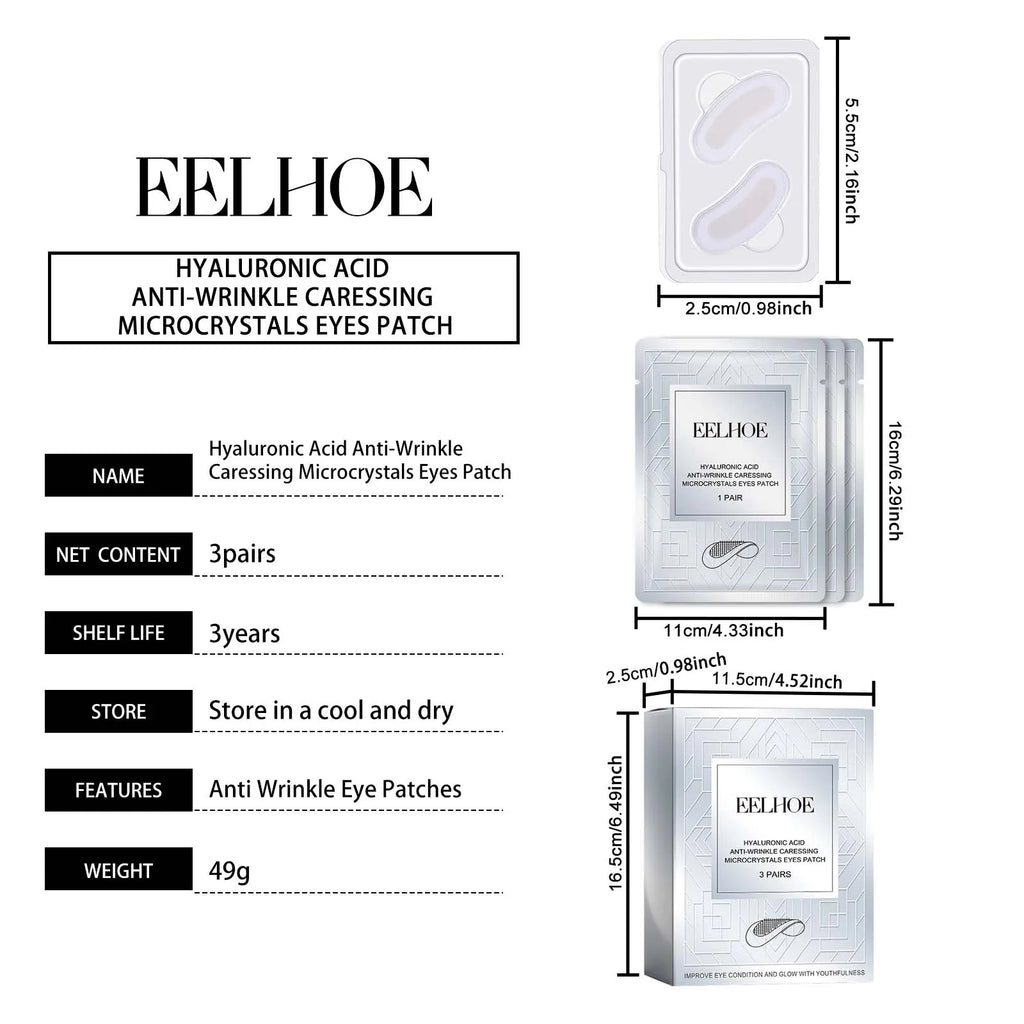 Micro-needle Eye Patch Hyaluronic Acid Anti-Wrinkle Fade Eye Fine Lines Moisturizing 0.25mm Caressing Microcrystals Eyes Patch Oasis Select