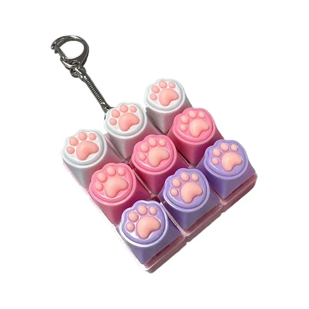 9-Key Cat Paw Fidget Keyboard Toy – Stress Relief Keychain Fidget Stress Toy Oasis Select B