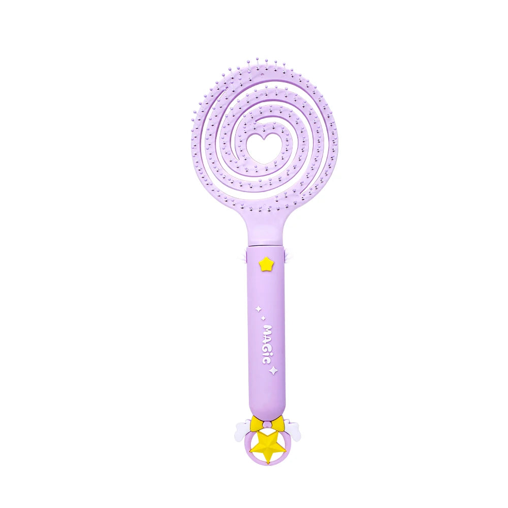 Magic Star Wand Spiral Hollow Comb – Flexible Bristles, 3 Colors Hair Styling Comb Oasis Select MJ133-Purple-02
