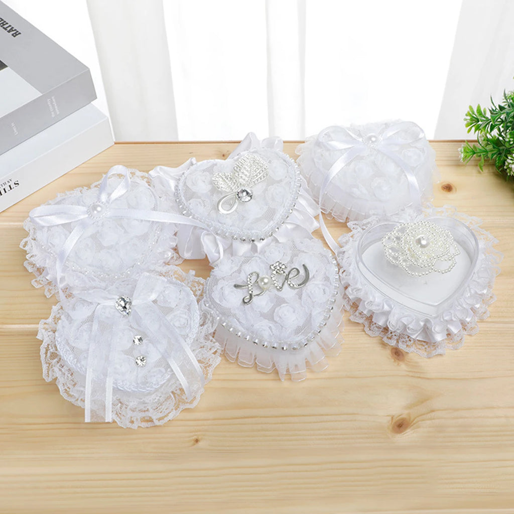 1pcs Love Heart Lace Wedding Flower Girl Clutch Ring Box Bridal Jewelry Exquisite Storage Ring Box Oasis Select