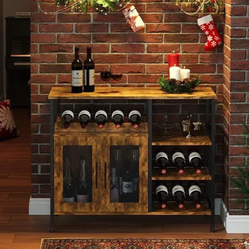 Household Solid Wood Wine Cabinet Restaurant Bar Counter Wine Rack Foreign Wine Display Stand Wine Collection Cabinet Large Oasis Select