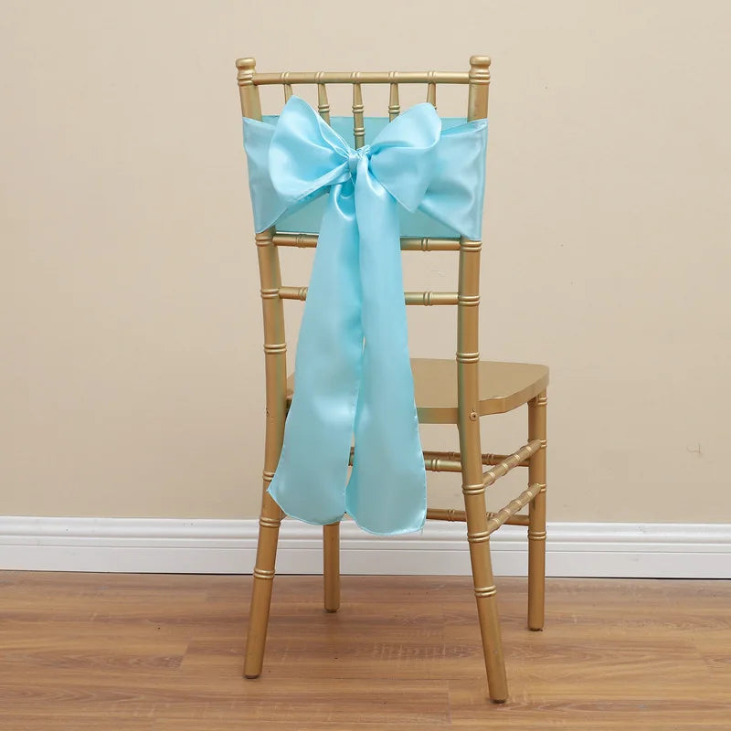 17 x 275 cm Chair Cover Bow Chair Sash Chair Ribbon for Wedding Party Event Banquet Chair Decoration Oasis Select Light Blue