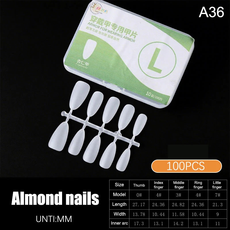 100pcs Clear Press-On Nail Tips – Full Cover Ultra-Thin False Nails