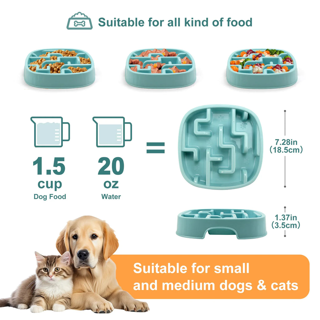 PP Material Pet Bowls Set – Dog & Cat Slow Food Bowls, Non-Slip Feeding Bowls & Durable Pet Supplies Oasis Select