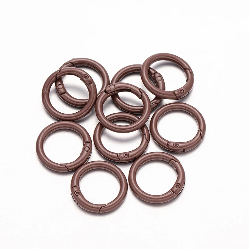 5pcs 20/25/28/33mm Metal O Ring Spring Clasps Round Carabiner Keychain Bag Clips Hook Buckles Connector For DIY Jewelry Making Oasis Select Coffee Outer Size 25mm