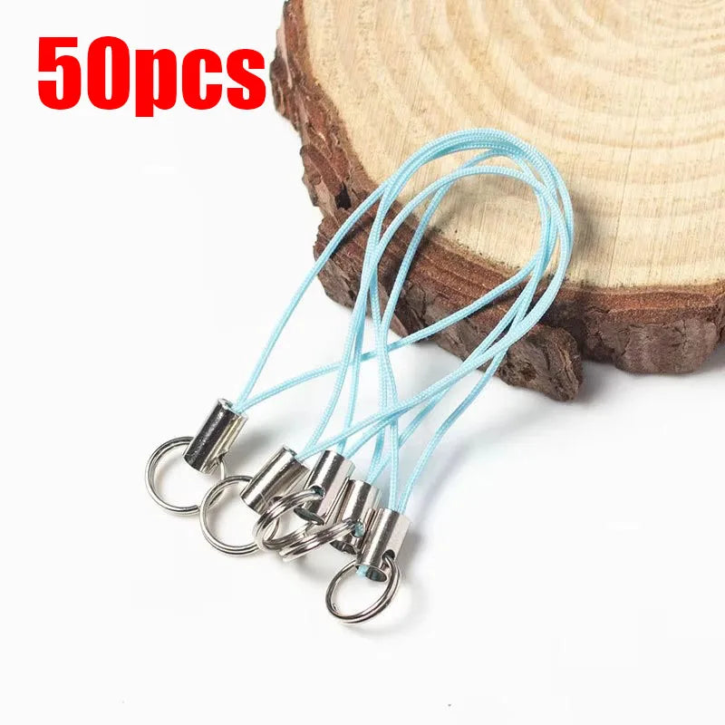 50/100pcs Wire Cord Mobile Phone Craft Pendant Lanyard DIY Handmade Materials Key Ring DIY Toys Pendant Clips Lanyard Accessorie Oasis Select 50pcs Lake Blue