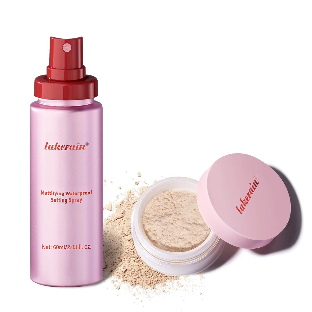Oil Control Setting Powder Spray Set Matte Base Makeup Control Oil Waterproof Make-up Fixer Spray Hide Pores Setting Powder Oasis Select set 2