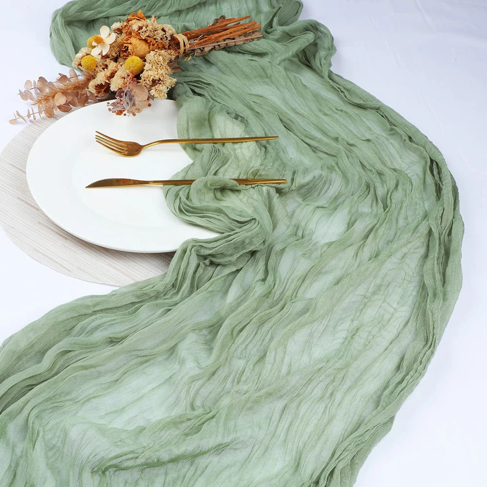 Sage Cheesecloth Gauze Table Runner – Wedding & Party Decor