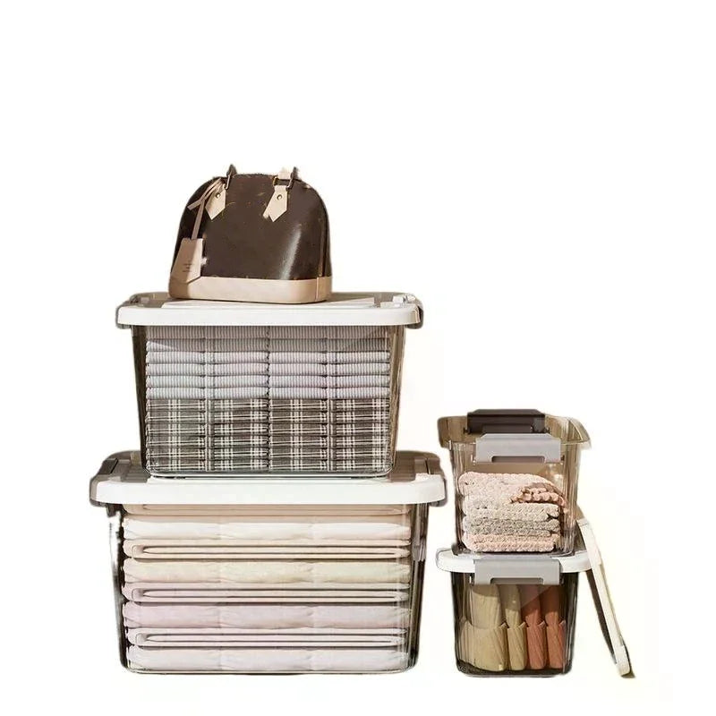 Transparent Stackable Storage Box with Lid | Multi-Size Organizer
