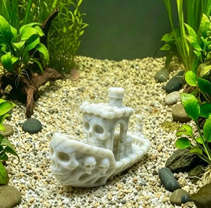 Mysterious Skull Pirate Ship Miniature Figurine 3D Printed Aquarium Decor Skeleton Vessel Ornaments Fish Tank Home Display Gifts Oasis Select Skeleton ship4
