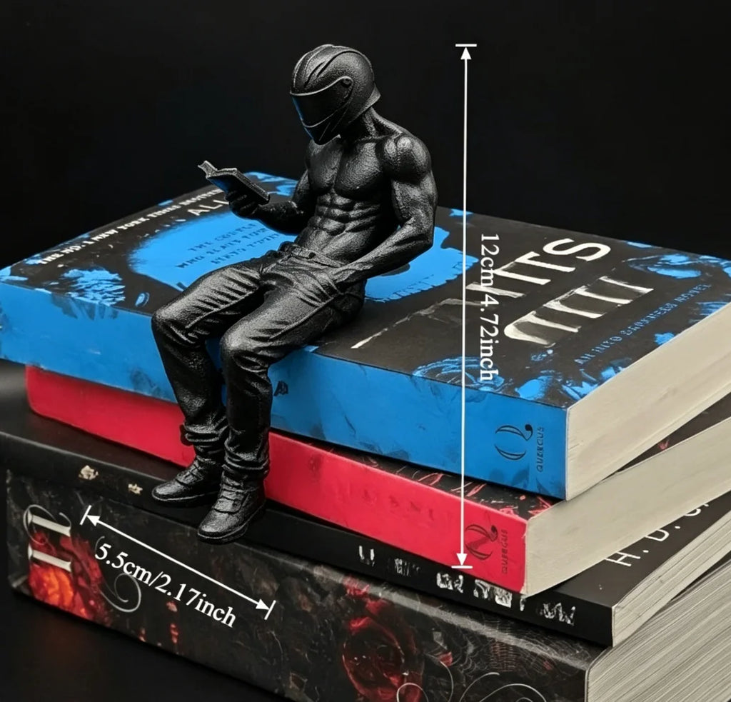 Motorcycle Muscle Reading Man Sitter Figurine Diy Customize Sexy Fitness Desktop Ornament Decor for Bookcase Decoration Men Gift Oasis Select Motorcycle man 4