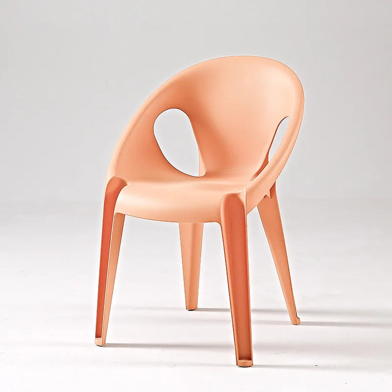 Hollow chair simple light luxury Nordic backrest chair outdoor home thickened casual dining chair rattan chair balcony stool Oasis Select Pink 2 pieces