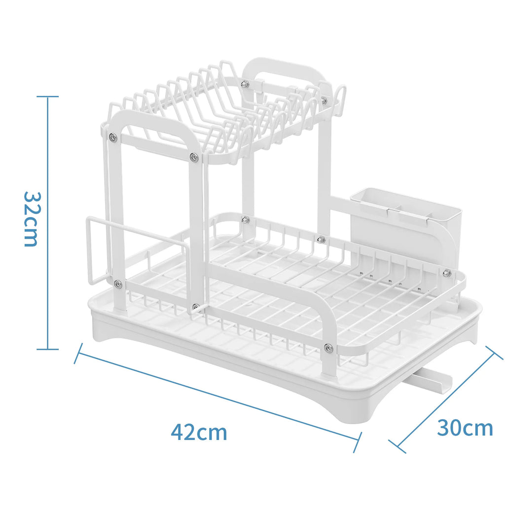 Dish Storage Rack Kitchen Shelf Narrow Small Household Dish Drain Rack Multifunctional Tableware Storage Box Cupboard Oasis Select Type H white