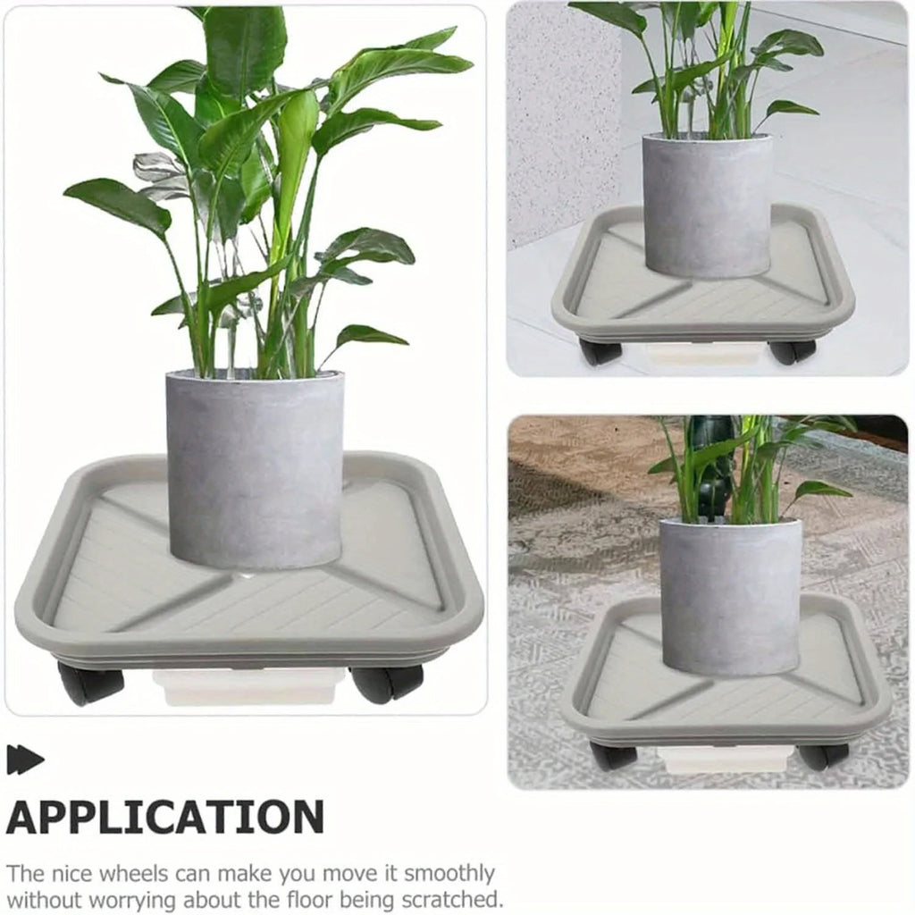 1pc Plant Ball Cage with Four Wheels and A Drainage Tray, A Square Flower Pot Mover, A Wheeled Garden Rolling Plant Rack Oasis Select