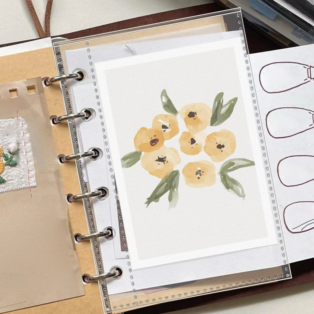 Page Protectors 10 Pieces A7 6-Ring Binder Protector Pages Card Sleeves for Photos Receipts Stickers Tickets Students Teachers Oasis Select