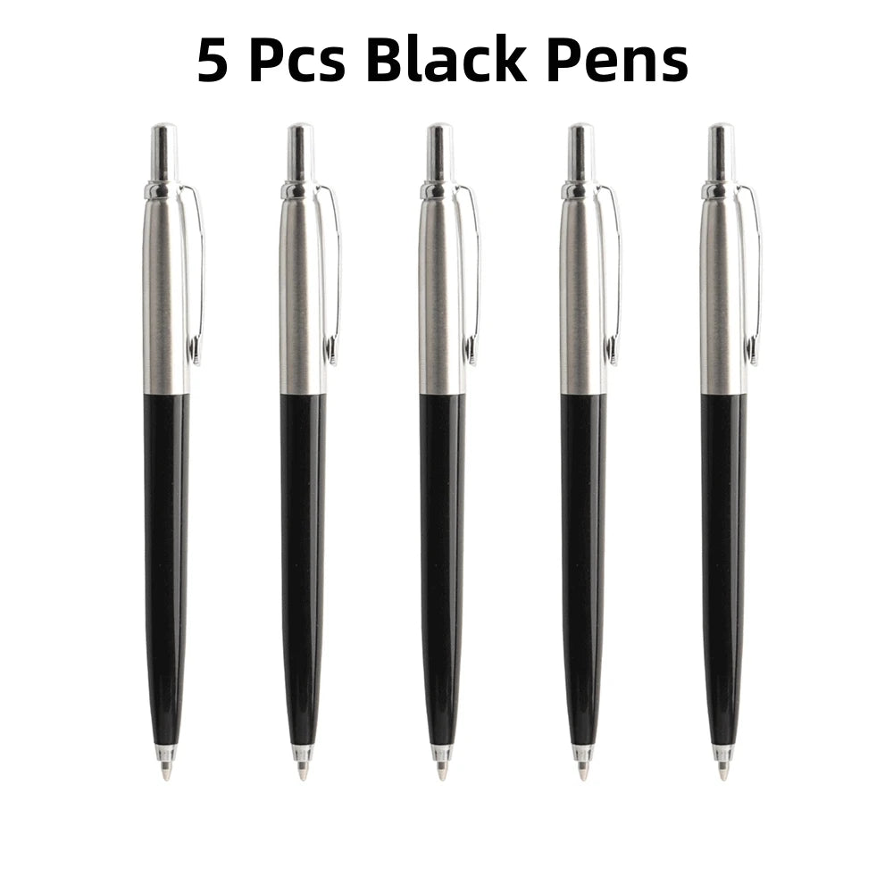 5Pcs Metal Ballpoint Pens Set,G2 Refill Blue Ink Automatic Pens, Promotional Writing Pens for School Office Stationery Metal Pen Oasis Select 5 Pcs Black Pens
