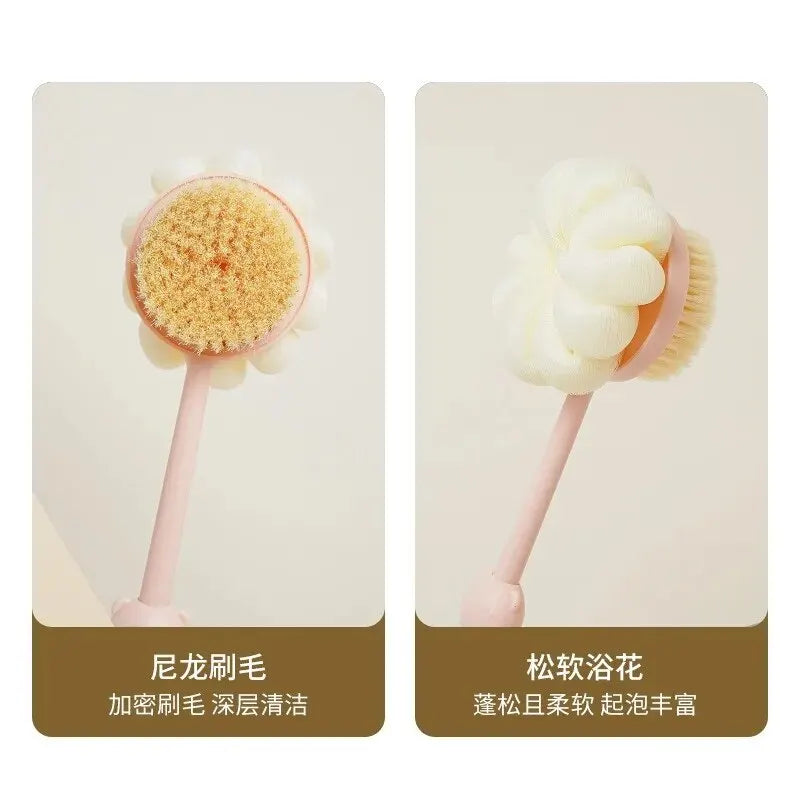 Two-Sided Silicone Body Brush with Long Handle | Back Scrubber Bath Body Brush Oasis Select