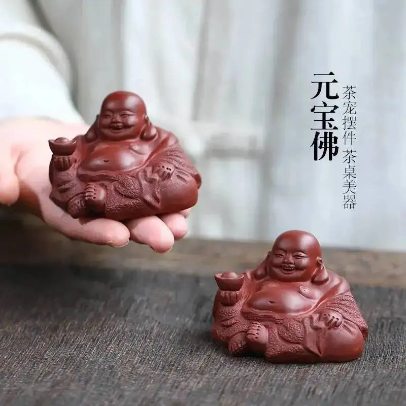 Yixing Zisha Tea Pet Buddha Figurine Dahongpao Maitreya Buddha Rulai Sculpture Tea Set Creative Model Can Raise Tea Pet Oasis Select