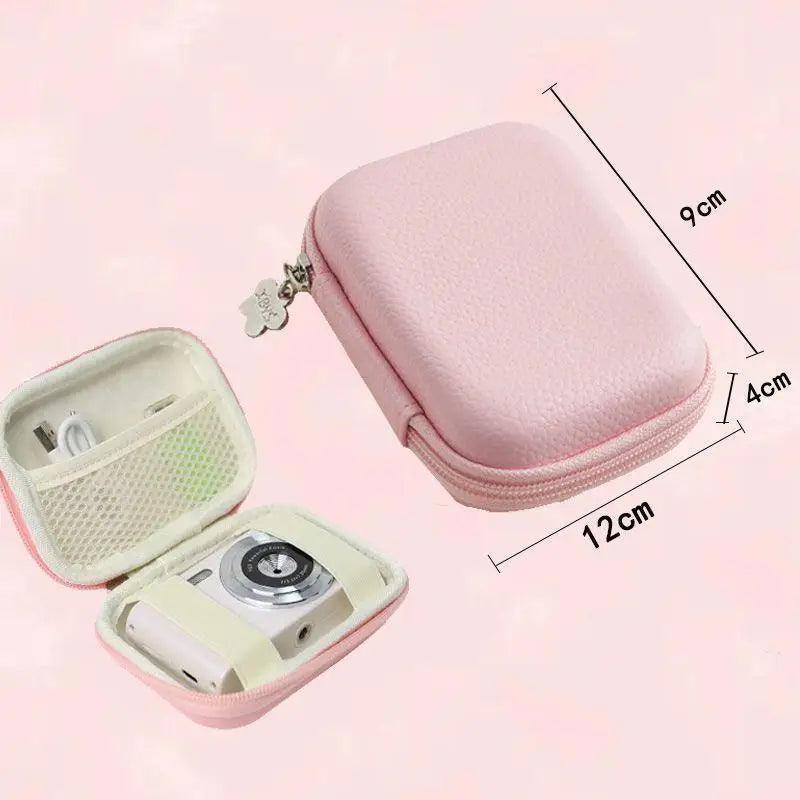 1Pcs Mini CCD Cameras Protective Case With Travel Cover Mesh Pocket For Accessories And SD Cards Digital Camera Bag Oasis Select Pink