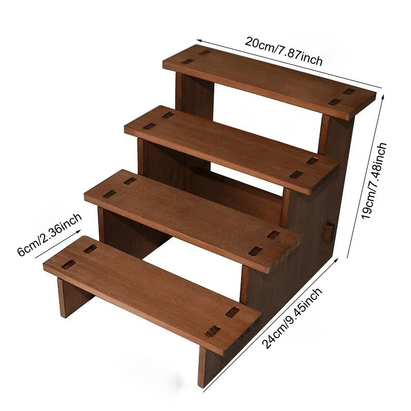 Wooden Multi-Tier Jewelry & Figurine Display Stand | 2–5 Layers