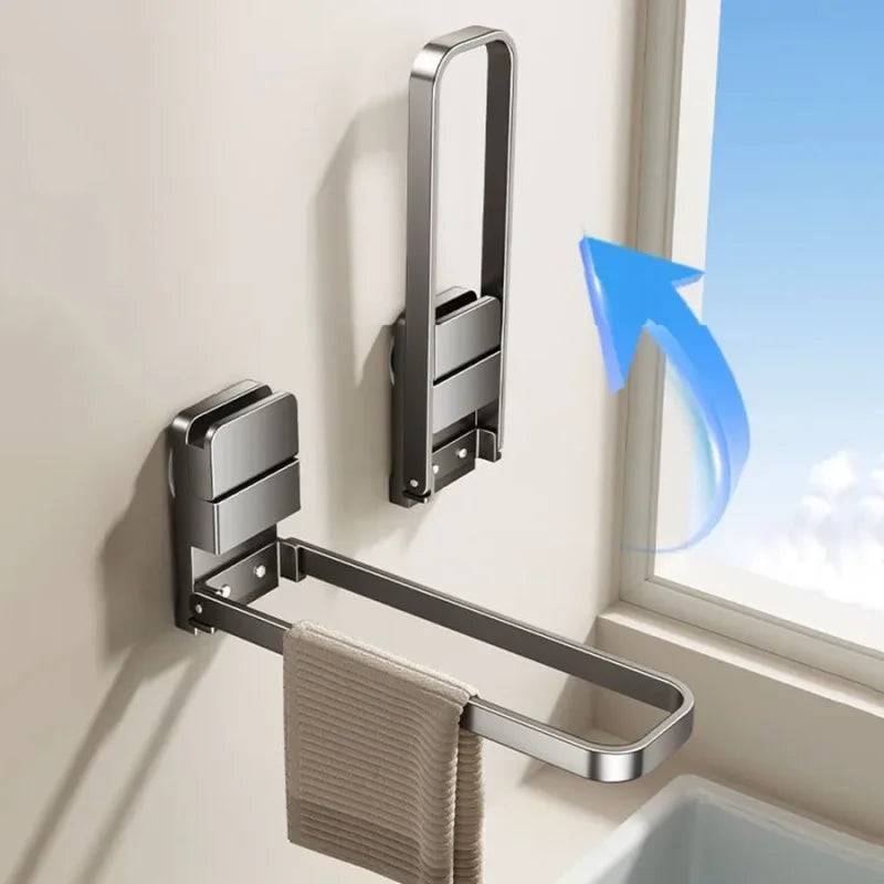 Foldable Towel Rack with a Suction Cup Bathroom Towel Holder No-Drill Towel Rack Towel Bar Self-Adhesive Bathroom Towel Rail Oasis Select