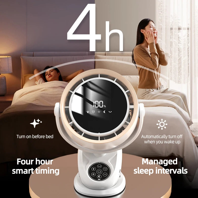Rechargeable Desktop Fan 4000mAh – Remote & Night Light