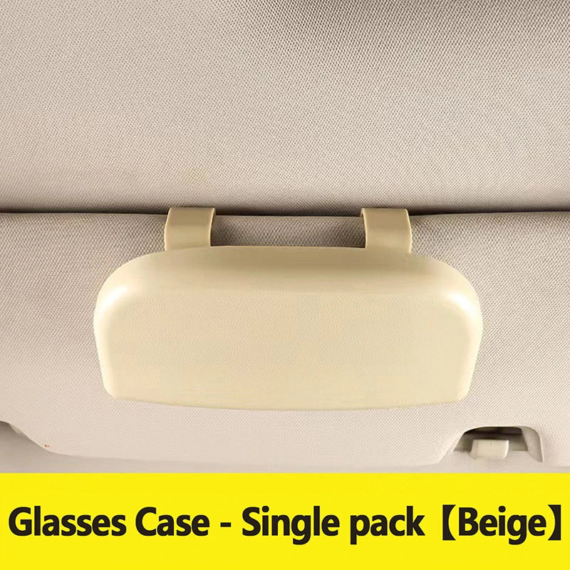 1PC Auto Eyewear Case, Compact Vehicle Sunglasses Storage, Road-Trip Glasses Holder, Car Sun Visor, Automotive Lens Container Oasis Select Beige
