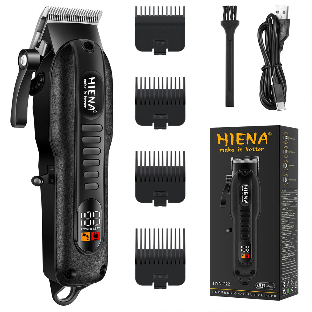 HYN-222 Professional Hair Clippers 5V1A Rechargeable Hair Trimmer Stainless Steel Blade Black Washable Head For Men Styling Tool Oasis Select Black 222