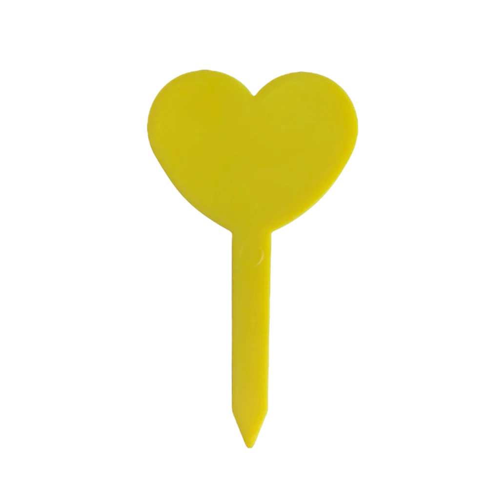 100PCS Waterproof Plant Labels Tags Reusable Heart Shaped Plant Growth Label Durable Nursery Markers DIY Garden Decoration Oasis Select Yellow