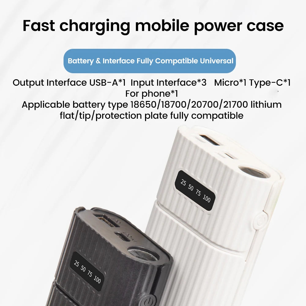 Power Bank Case for 18650/21700 Battery Pack No Soldering Fast Charging Charger DIY USB Power Bank for Cellohone Oasis Select