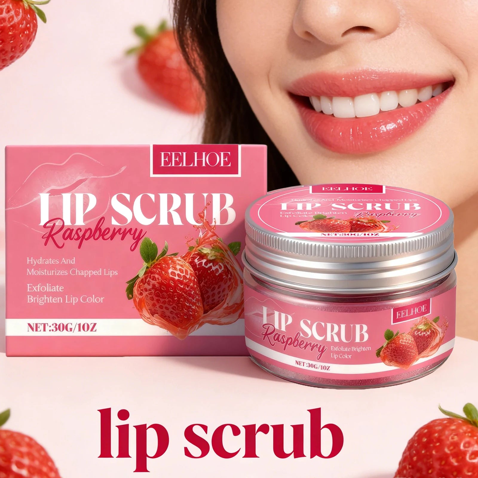 Strawberry Lip Scrub Exfoliating Preventing Drying Cracking Improve Dullness Remove Dead Skin Moisturizing Brightening Lip Care Oasis Select