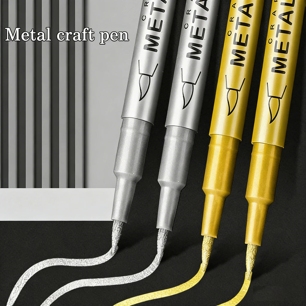 5PCS Metallic Markers Pens Silver and Gold Paint Pens , Glass, Rock Painting, Halloween Pumpkin, Card Making, Scrapbook Album Oasis Select