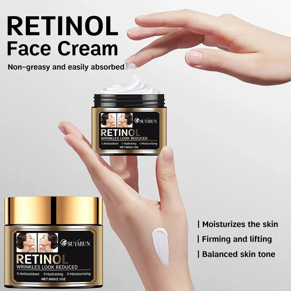 SUYARUN Premium Anti-Aging Retinol Face Cream with Hyaluronic Acid & Vitamin E – Deep Moisturizing, Wrinkle Reduction. Oasis Select