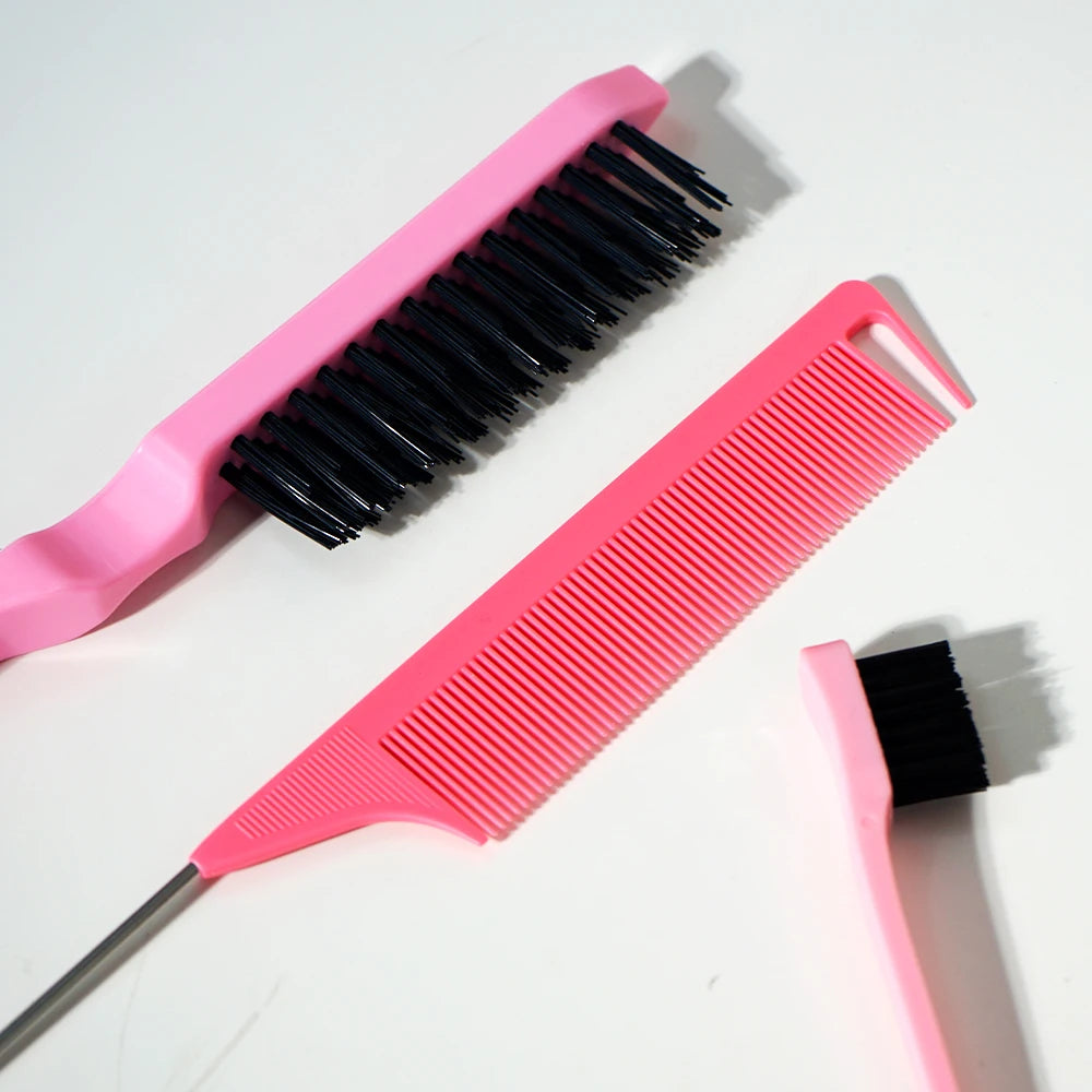 3-Piece Pink Hair Styling Kit – Comb, Teasing Brush & Cleaner Hair Styling Kit Oasis Select