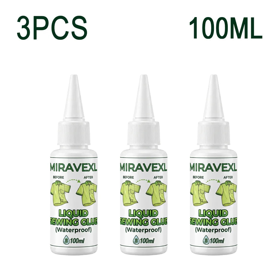 Waterproof Fabric Glue for Clothes Sofa Canvas Repair Strong Adhesive Liquid Glue for Textile Denim Leather DIY Craft Sealing Oasis Select 100mlX3