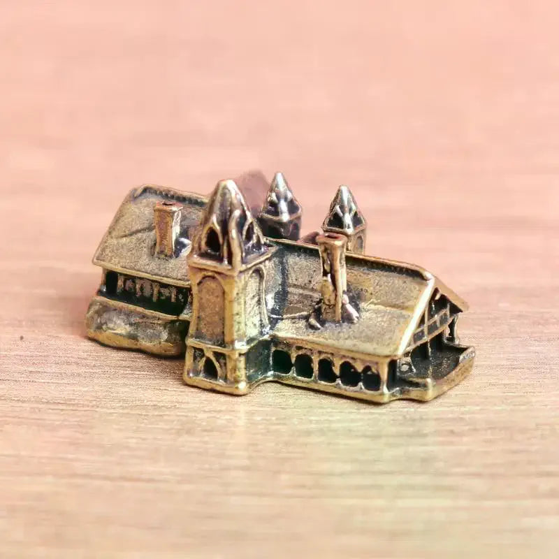 Brass Small House Miniatures Figurines Castle Architecture Micro Landscape Craft Home Decorations Accessories Oasis Select
