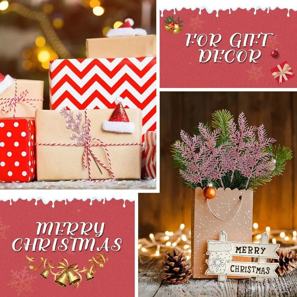 5Pcs Christmas Decoration Glitter Berrie Artificial Flower Bouquet Christmas Tree Ornaments for Home New Year 2025 Navidad Decor Oasis Select