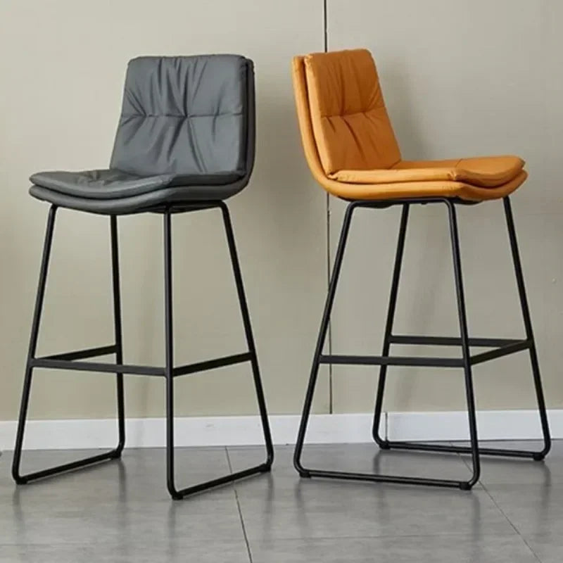 Nordic Light Luxury Soft Bag Bar Chair Restaurant Cafe Milk Tea Shop Homestay Wrought Iron High Chair Wine Bar Chair Bar Stool Oasis Select