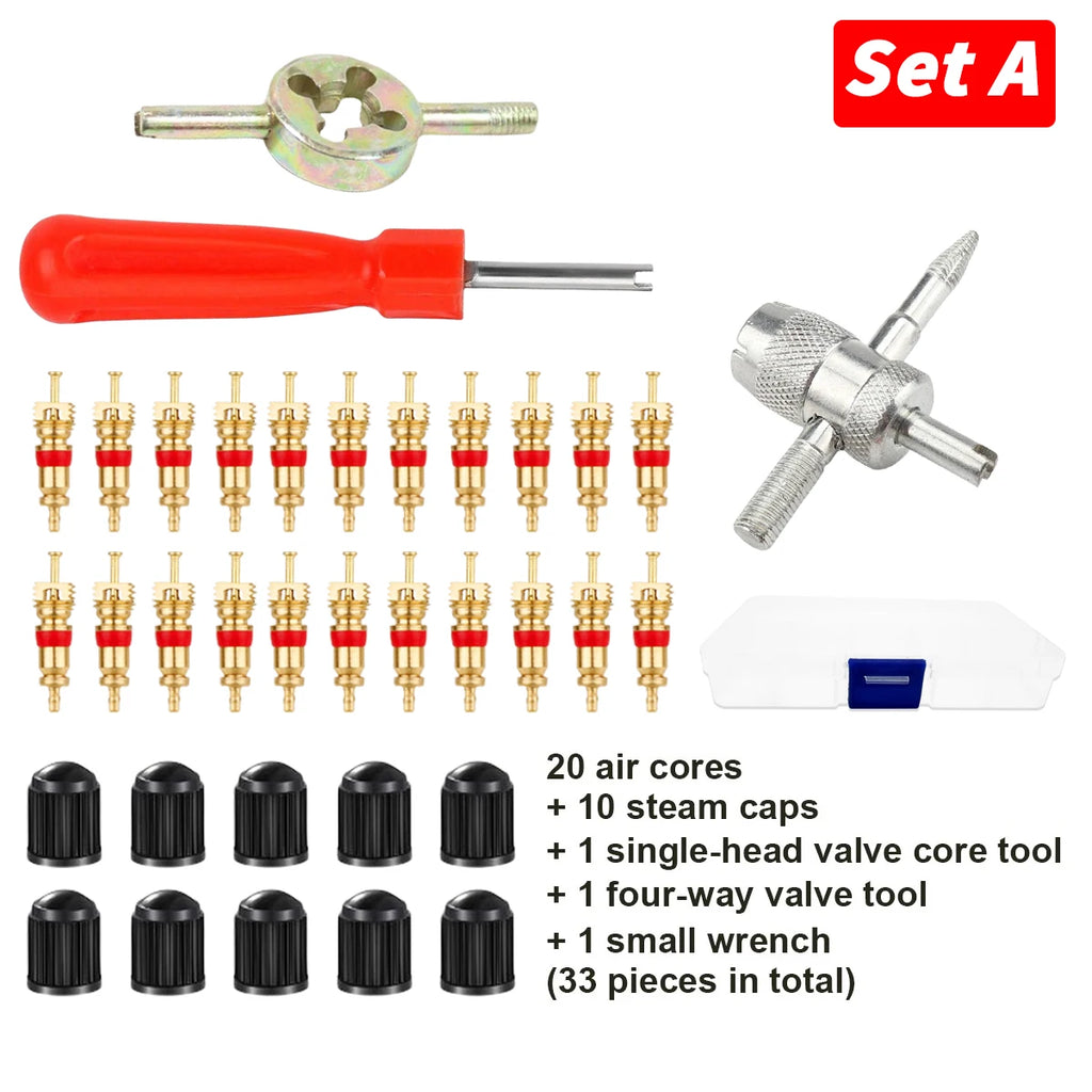 Car Bicycle Slotted Handle Tire Valve Stem Core Remover Screwdriver Tire Repair Install Tool Kit Auto Motorcycle Accessories Oasis Select Set A