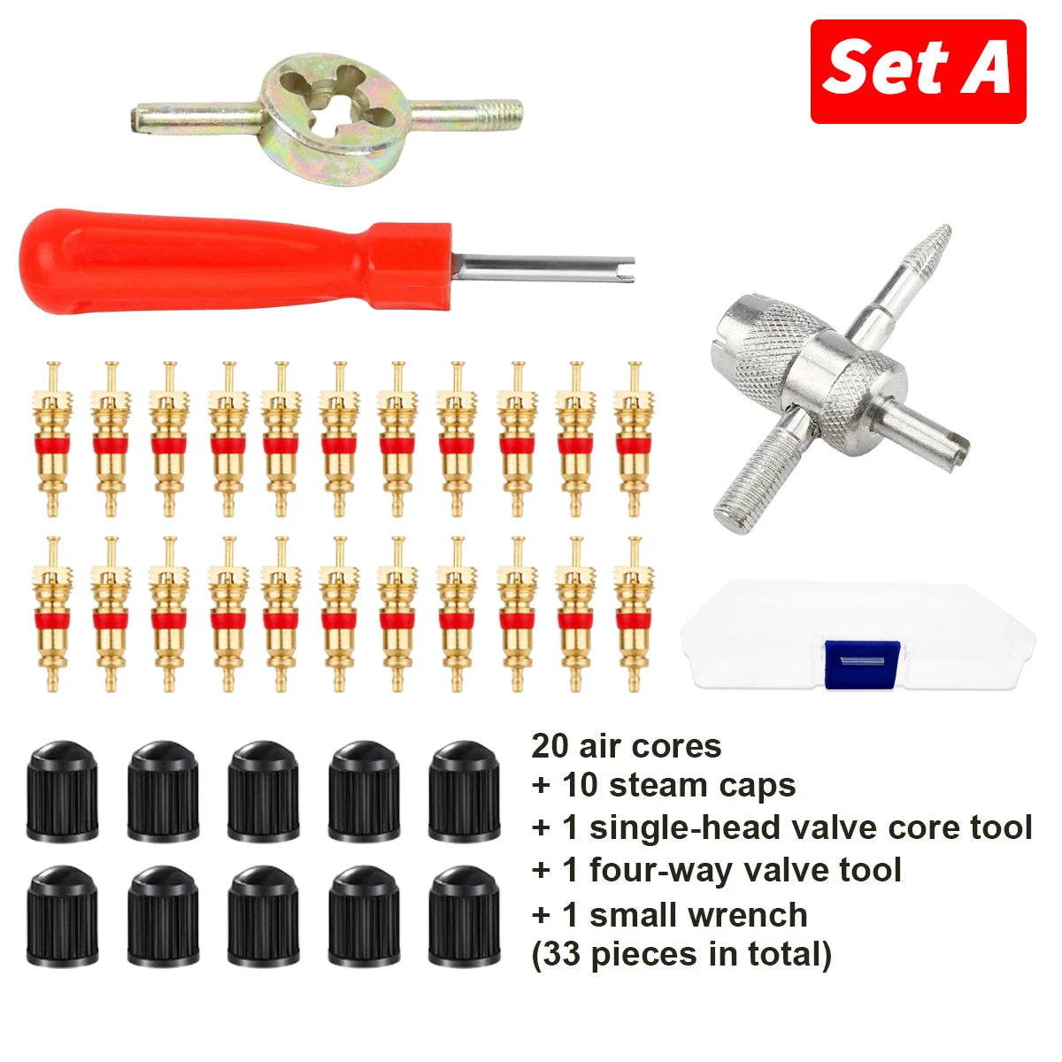 Car Bicycle Slotted Handle Tire Valve Stem Core Remover Screwdriver Tire Repair Install Tool Kit Auto Motorcycle Accessories Oasis Select Set A